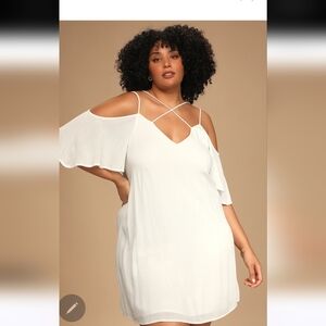Lulus 2x Afterglow White Strappy Cold-Shoulder Shift Dress